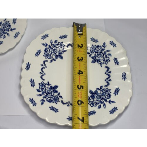 Vintage English Staffordshire Dessert Plates 4 Classic Blue White "Chatsworth" - Picture 9 of 11